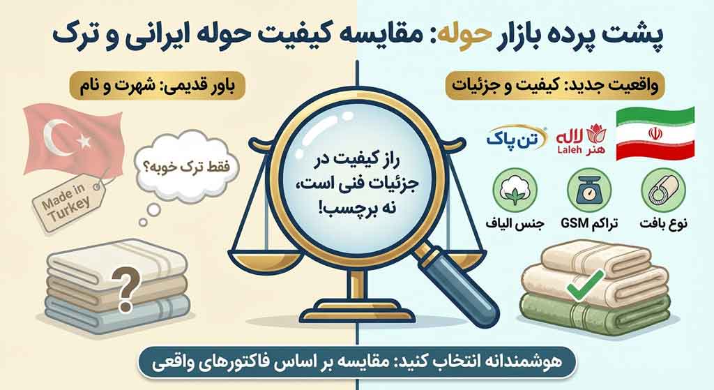 پشت پرده بازار حوله: تمام آن چیزی که فروشندگان در مورد حوله ایرانی و ترک به شما نمی‌گویند!