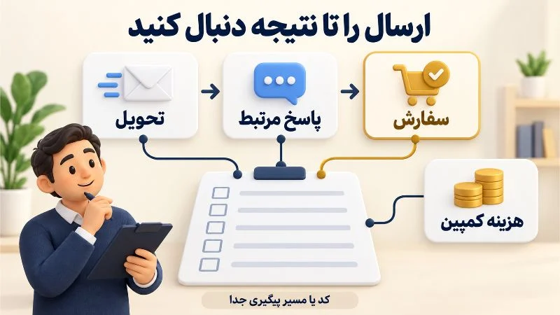 ثبت تحویل، پاسخ مرتبط و سفارش در کنار هزینه برای سنجش کمپین پیامکی